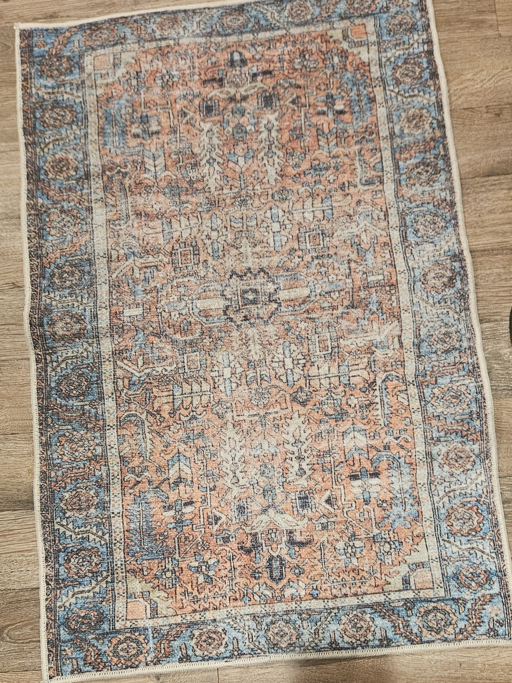 Vintage-Style Blue and Coral Area Rug - Home Accents 2 Feet By 3 Feet